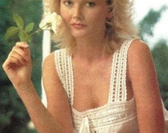 Vintage Crochet Pattern Lace Paneled Camisole Summer Sleeveless Top PDF Instant Digital Download Sewing Pattern too