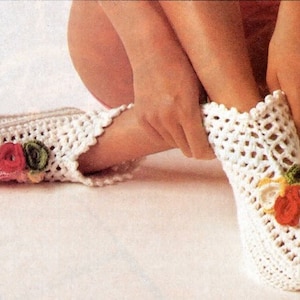 Vintage Crochet & Knitting Pattern Adult Bootie Ankle Slippers Socks Crocheted Flowers Pattern PDF INSTANT Digital DOWNLOAD