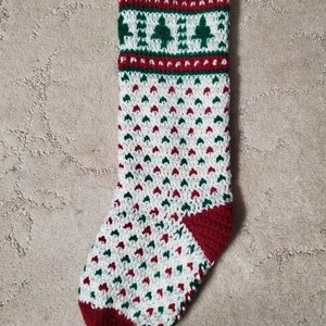 Vintage Christmas Stocking Crochet Pattern Fair Isle Tree Sampler ...