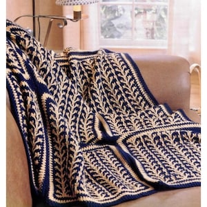 Vintage Mosaic Afghan Crochet Pattern Golden Bouquets Mosaic Technique Throw Blanket PDF Instant Digital Download Long Double Crochet