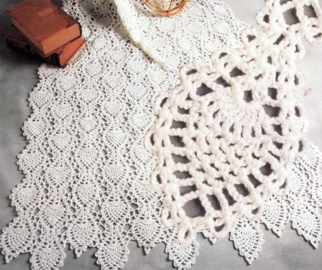 Vintage Mile a Minute Crochet Pattern Heirloom Lacy Pineapple Strip ...