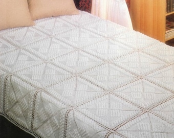 Vintage Bedspread Crochet Pattern Heirloom Flower Bud Afghan Blanket PDF Instant Digital Download Popcorn Motif Squares