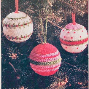 Vintage Crochet Pattern Holiday Christmas Ball Ornaments PDF Instant Download Pattern
