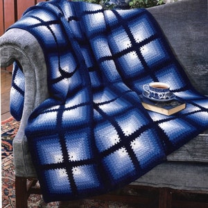 Vintage Crochet Pattern Winter's Paned Window Square Motif Afghan Blanket Throw PDF Instant Digital Download