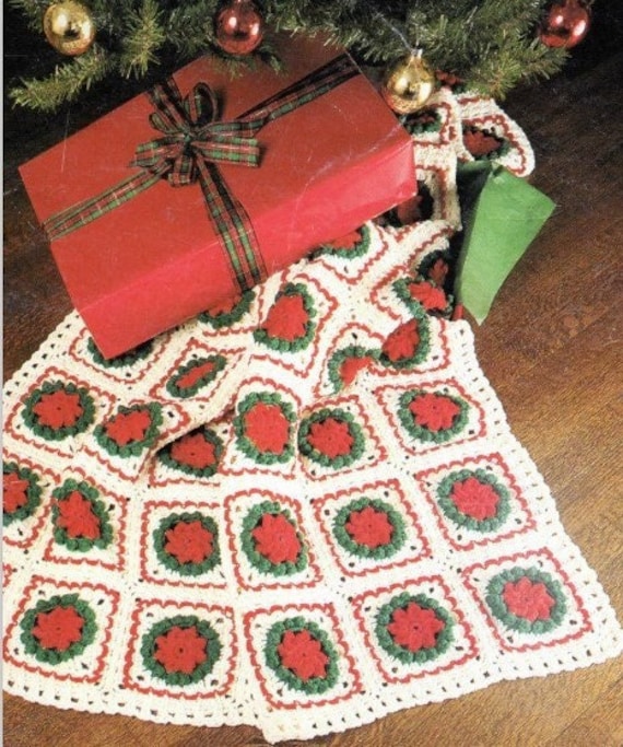 【USA vintage】granny blanket 赤×白 クリスマスカラー Crochet Afghan Pattern , Christmas Granny Square Blanket