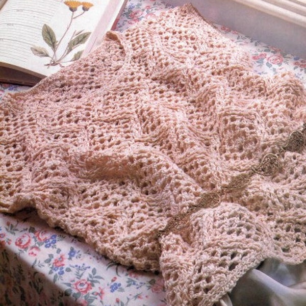 Vintage Crochet Pattern Lacy Beige Ecru Shell Sweater Sleeveless Knit Top PDF Instant Digital Download