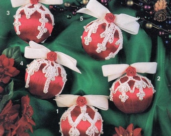 Vintage Holiday Crochet Pattern Christmas Balls Elegant Beaded Ornaments  PDF Instant Download 5 different styles