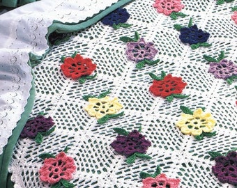 Vintage Afghan Crochet Pattern Fleming Flower Floral Motif Granny Square Bedspread Throw Motif Blanket  PDF Instant Digital Download