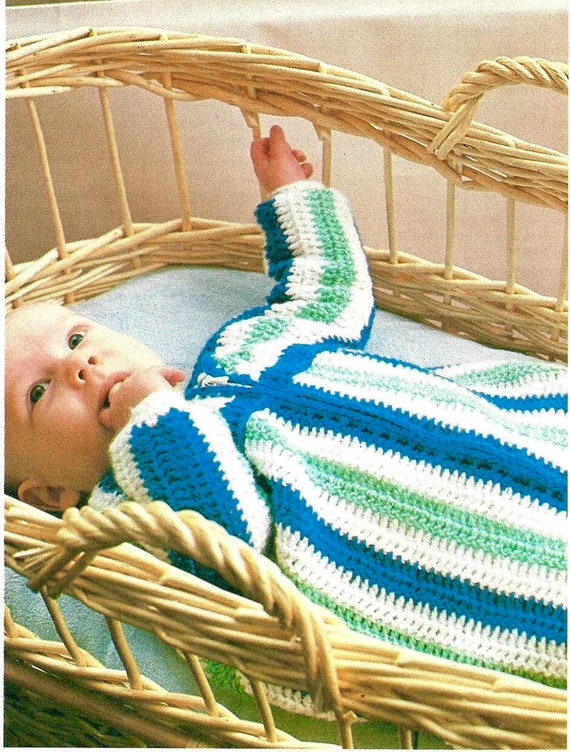 Vintage Crochet Pattern Baby Bunting Blanket Sleeping Bag PDF Instant Digital Download Pattern Sleep swaddle sack