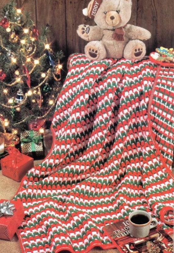Vintage Christmas Crochet Pattern Seasons Greetings Holiday Throw Blanket Afghan PDF Instant Digital DOWNLOAD Beginner Easy Etsy