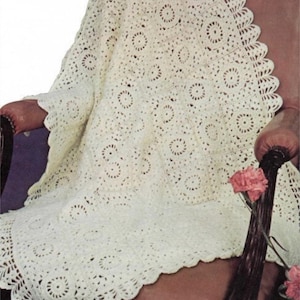 Vintage Lacy Afghan Crochet Pattern Heirloom Motif Blanket Bedspread Throw PDF Instant Digital Download