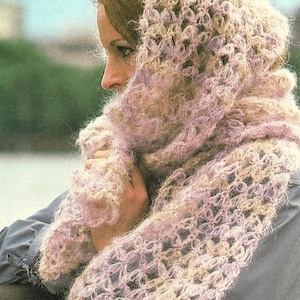 Vintage Crochet Pattern Solomon&#39;s knot Mohair Scarf Wrap PDF Pattern INSTANT Digital DOWNLOAD