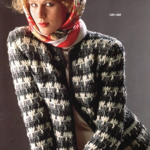 Vintage Crochet Pattern Multi-Colored Chunky Jacket Cardigan Sweater PDF Instant Digital Download Warm Fall Winter