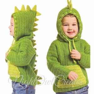 Vintage Crochet Pattern Kids Boys Child’s Dinosaur Sweater PDF Instant Digital Download Animal Dino Pullover 3-D Spikes 4-8 yrs 10 Ply