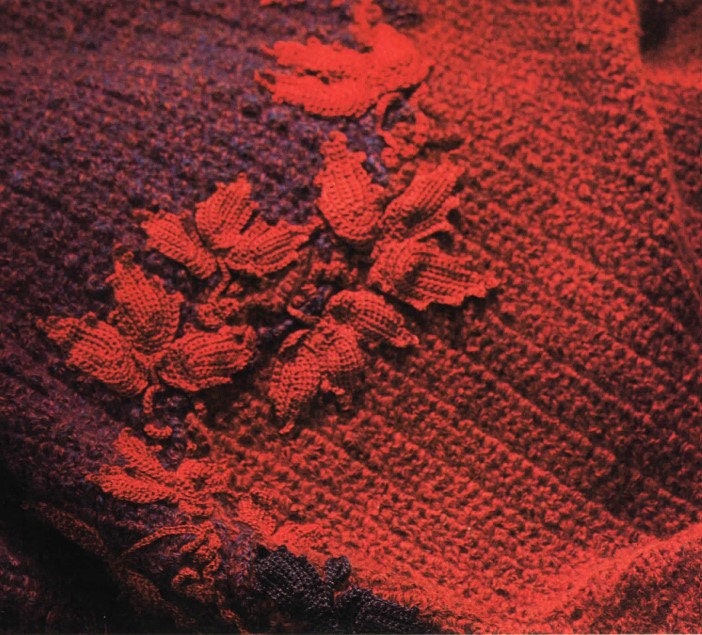 Vintage Crochet Pattern Swirling Falling Leaves Afghan Colorblock Leaf ...