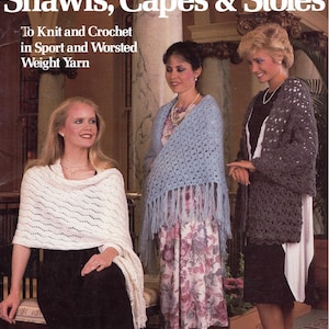 Vintage Crochet Pattern Booklet Shawls Cape and Stoles Leaflet Rectangle Lacy Shawl Wrap Scarf PDF INSTANT Digital DOWNLOAD 8 Designs