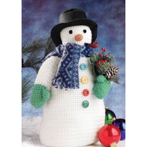 Vintage Christmas Crochet Pattern Smiling Frosty the Snowman Amigurumi Stuffed Plush Toy PDF Instant Digital Printable Download Table Decor