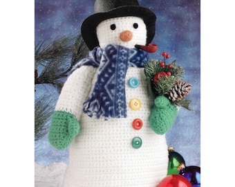 Vintage Christmas Crochet Pattern Smiling Frosty the Snowman Amigurumi Stuffed Plush Toy PDF Instant Digital Printable Download Table Decor