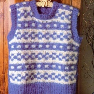Vintage Crochet Pattern Fair Isle Pullover Sweater Vest Sleeveless Top PDF Instant Digital Download