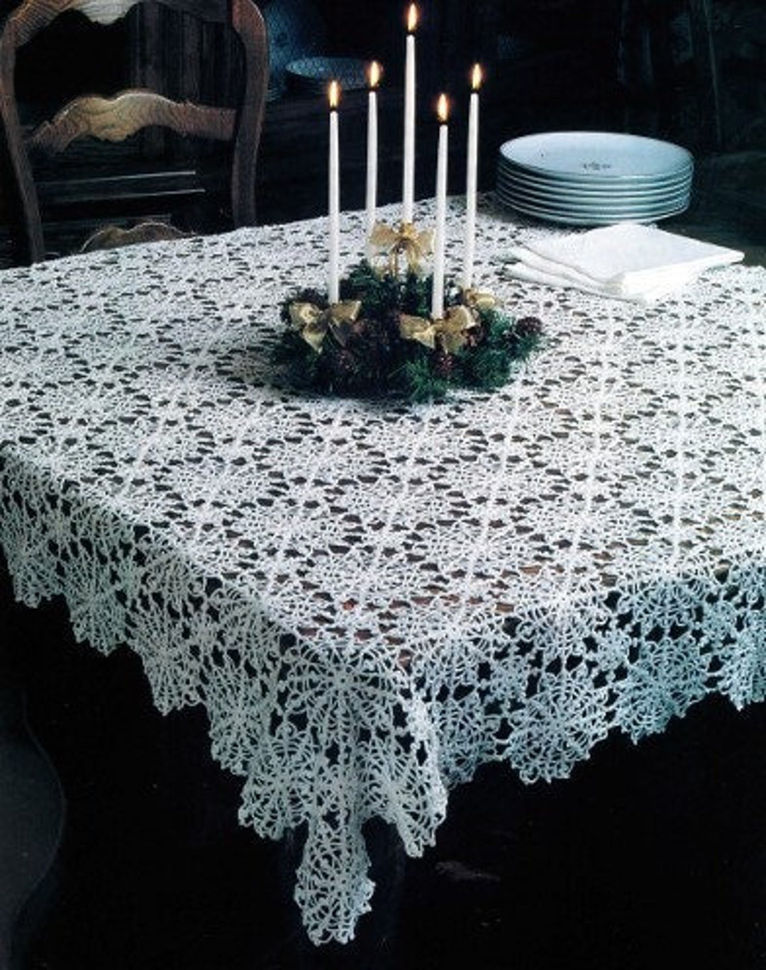 Tapis Crochet Vintage Heirloom Motif 'Happy Family' - Toile De Jute 26 X 42 Pouces, Neuf