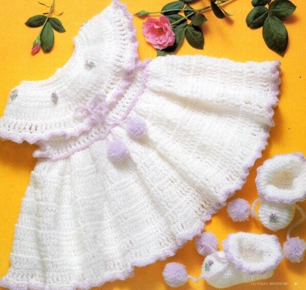 Crochet Ruffle Trim Dress, White, Size 8