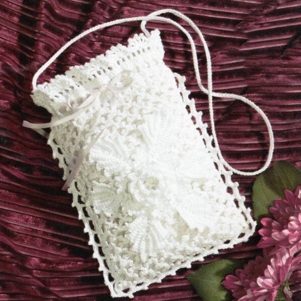 Mini sac de mariée en crochet vintage, sac de mariée en fleurs, sac à main de la mariée PDF en téléchargement numérique instantané, première danse, porte-monnaie