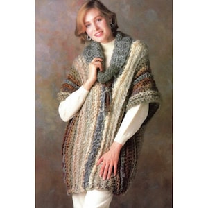 Easy Vintage Crochet Pattern Shepard's Coat Pullover Cowl Neck Tunic Sweater Top PDF Instant Digital DOWNLOAD