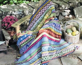 Vintage Crochet Pattern Striped Odyssey Banded Afghan Blanket Moon Aztec Throw PDF Instant Digital Download