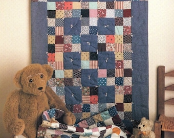 Vintage Sewing Quilt Pattern Baby Blanket Country Farmhouse Patchwork Square Motif  PDF Instant Digital Download Cottagecore Decor