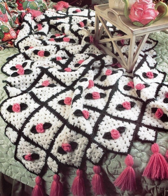 Vintage Dainty Rosebud Crochet Blanket Pattern Victorian Roses Motif Afghan Throw PDF Instant Digital Download Granny Square Etsy Canada