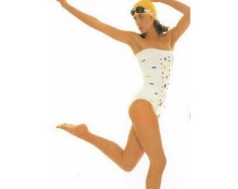 Vintage Knitting Pattern One piece Strapless Swimsuit Knitted Bathing Suit PDF Instant Digital Download 1-piece