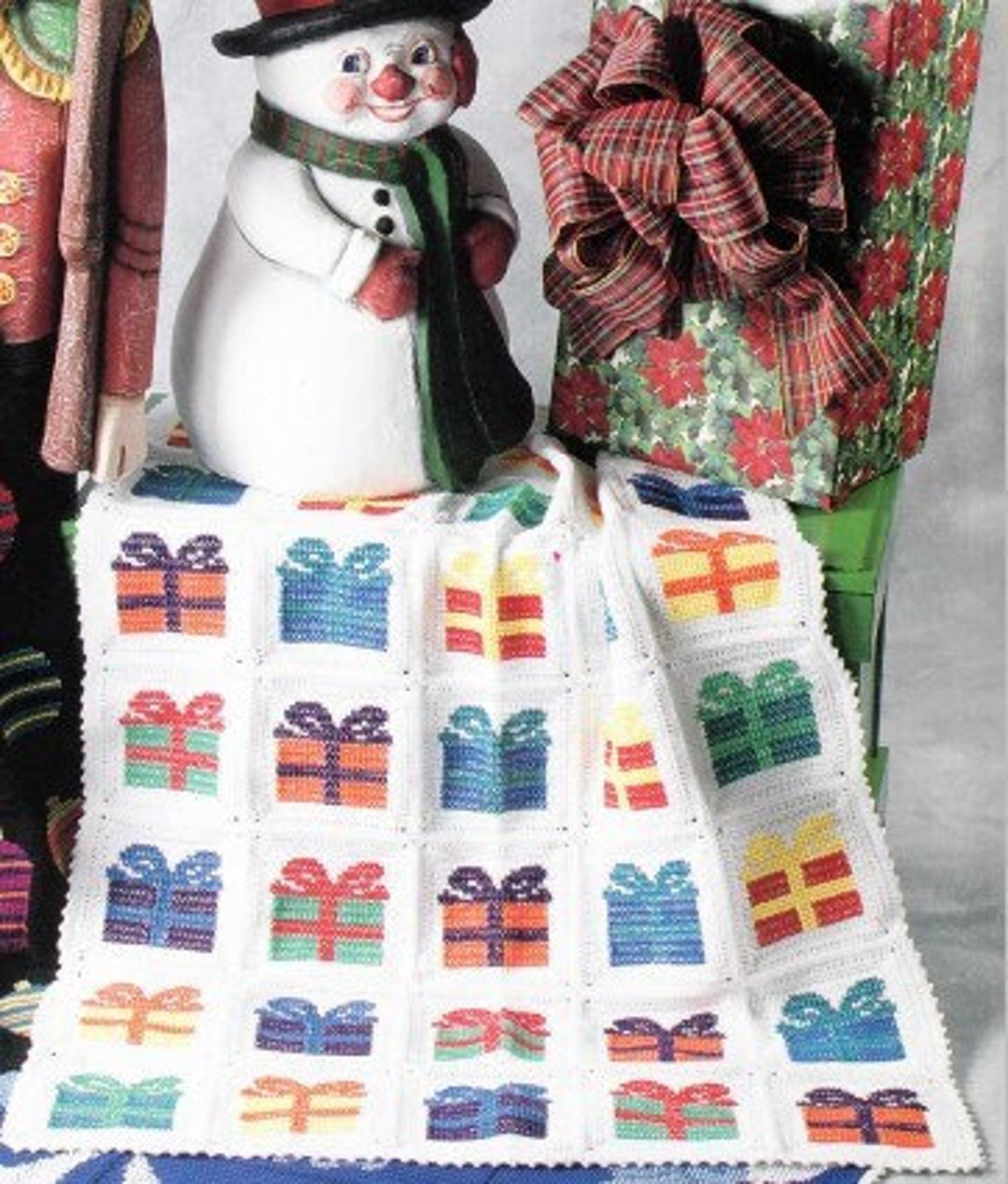 Vintage Christmas Blanket Crochet Pattern Presents Gifts Motif Etsy