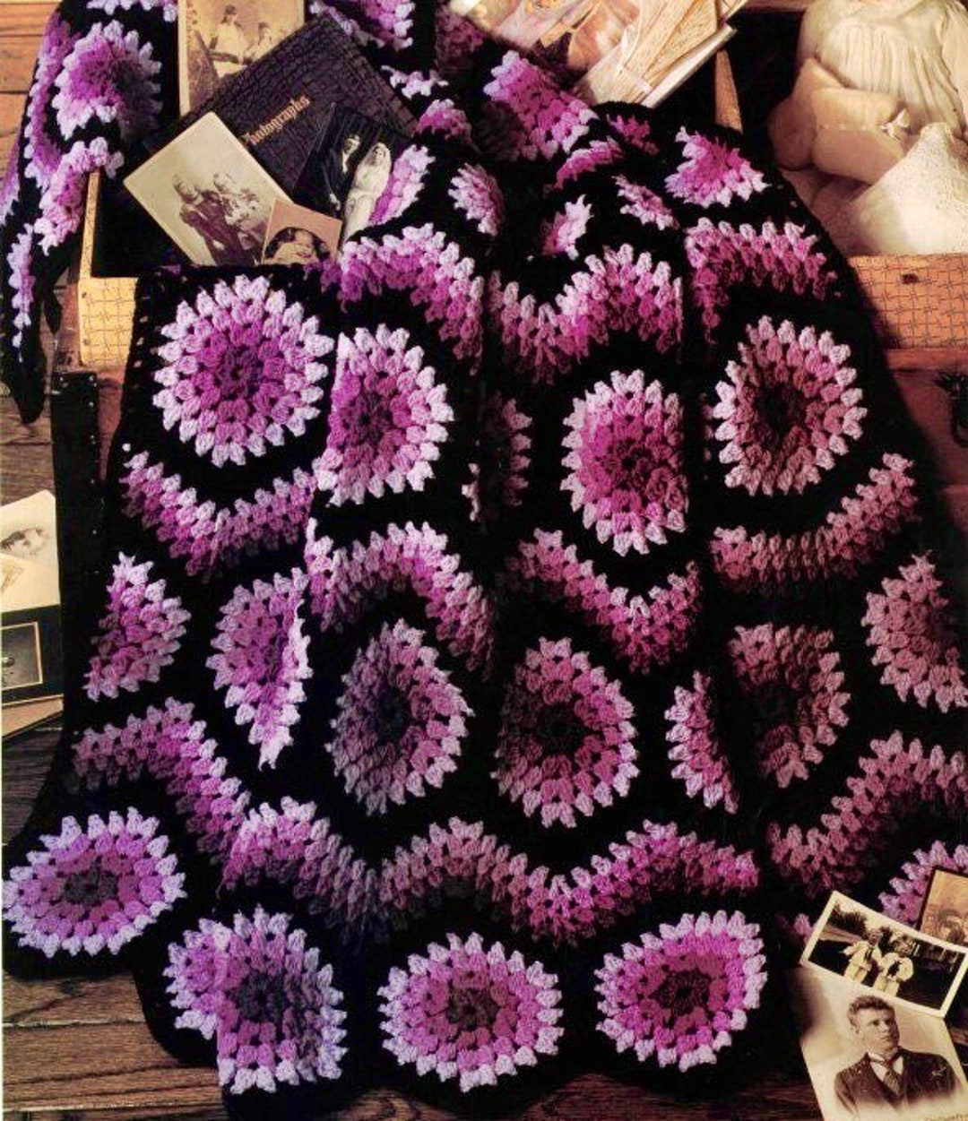 Pink and black crochet blanket hotsell