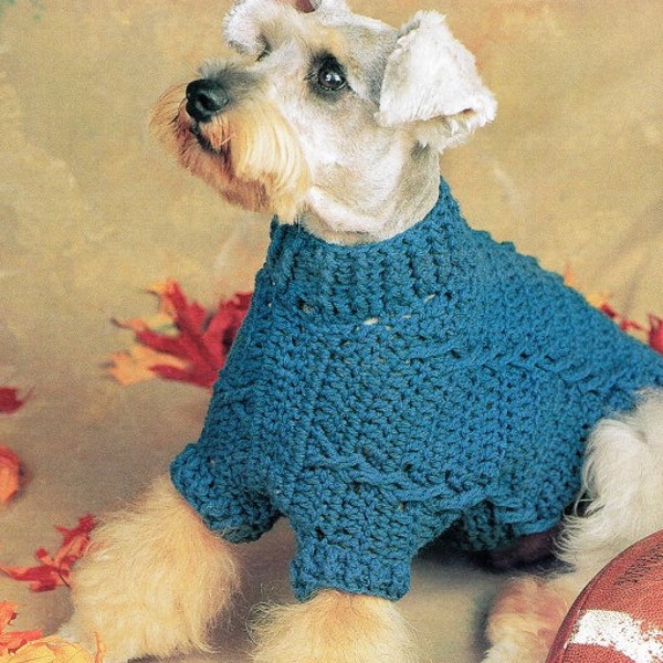 Vintage Crochet Dog Sweater Pattern Cabled Jacket Sweater PDF Instant Digital Download