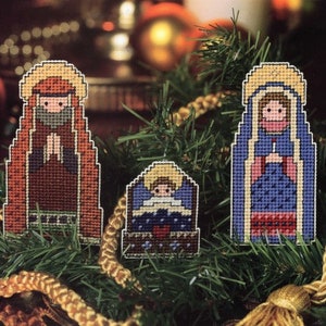 Vintage Plastic Canvas Pattern The Holy Family Nativity Scene Set PDF Instant Digital Download Joseph Mary Baby Jesus Birth Christmas