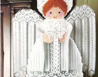 Vintage Plastic Canvas Pattern Angel Christmas Tree Topper PDF Pattern INSTANT DOWNLOAD Holiday Crafts Patterns Decorations Home Decor