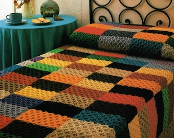 Vintage Honeycomb Afghan Knitting Pattern: Patchwork Throw (PDF Download)