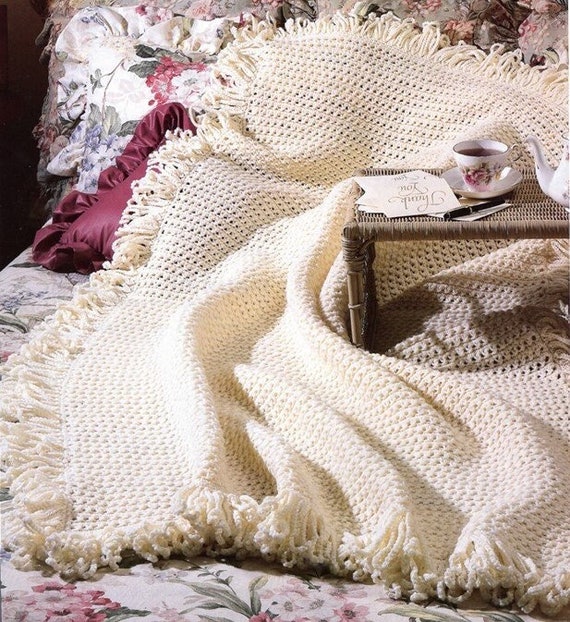 Vintage Crochet Pattern Love Knot Heirloom Lacy Afghan Blanket Throw PDF Instant Digital Download Twisted Fringe Etsy Canada