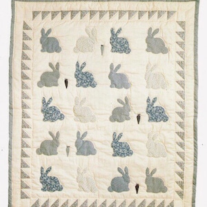 Vintage Sewing Pattern Baby Quilt Blanket Bunny Rabbits with Carrots PDF Instant Digital Download image 1