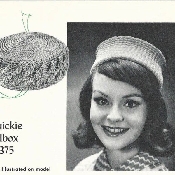 Vintage Crochet Pattern A Pair of perky pillbox hats fan stitch pillbox and quickie pillbox PDF Instant Digital Download