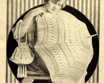 Vintage Crochet Pattern from 1917 Parasol Umbrella and Matching Bag Handbag Purse PDF Digital Pattern Instant Download