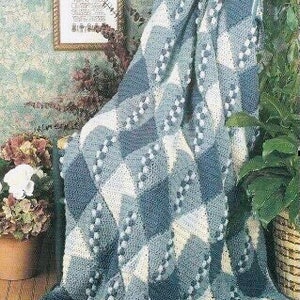Vintage Crochet Pattern Harlequin Throw Afghan Blanket PDF Instant Digital Download 3 ply Bedspread Coverlet