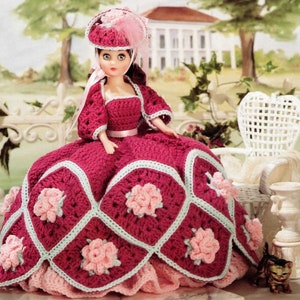 Vintage Crochet Pattern Leaflet Martha Fashion Classic 15&quot; Doll Pattern Old Time  PDF Instant Digital Download Rose Dress, Shrug, Hat