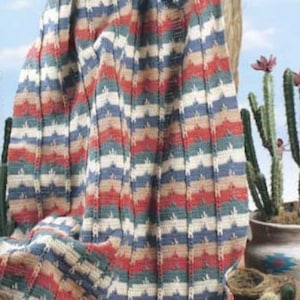 Vintage Crochet Blanket Pattern Southwest Cables Apache Afghan Desert Stripes Throw Blanket  PDF Instant Digital Printable Download