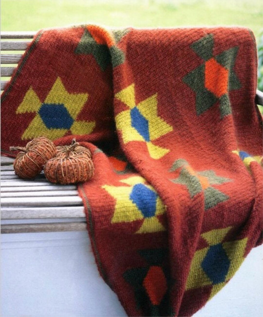 Vintage Crochet Blanket Pattern Native American Aztec Navajo Indian ...