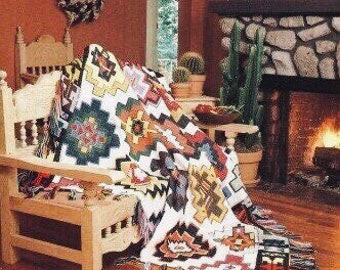 Vintage Crochet Pattern Aztec Mayan Mystique Afghan Blanket Southwestern Throw PDF Instant Digital Download
