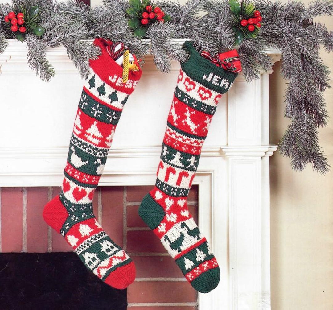 Vintage Christmas Stocking Knitting Pattern Classic Scandinavian ...