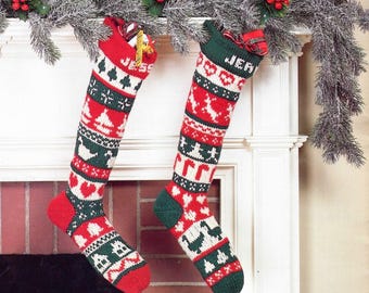 Vintage Christmas Stocking Knitting Pattern Classic Scandinavian Knitted Stockings PDF Instant Digital Download