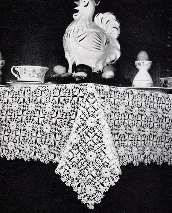 35 Crochet Tablecloth Patterns with Doilies, Motifs, and Table Runners 11 Vintage Crochet Pattern Rectangle Tablecloth Motif