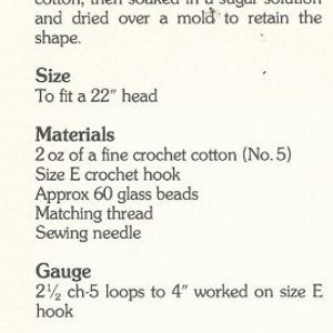 Vintage Crochet Pattern Juliet Mesh Beanie Cap Wedding Hat Beanie PDF Instant Digital Download image 2